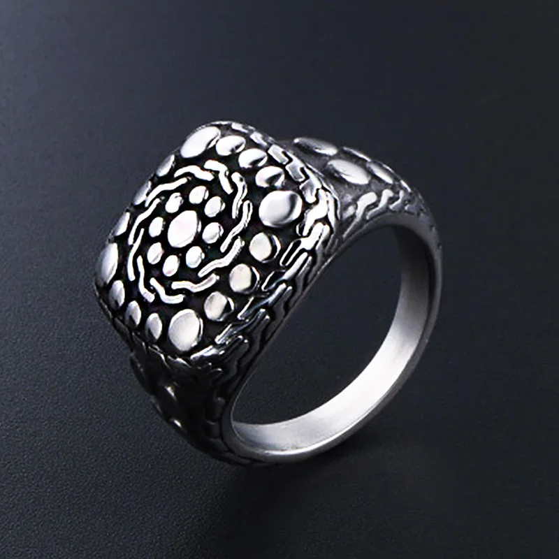 Уникальные кольца с узором в виде булыжника покла из черной нержавеющей стали