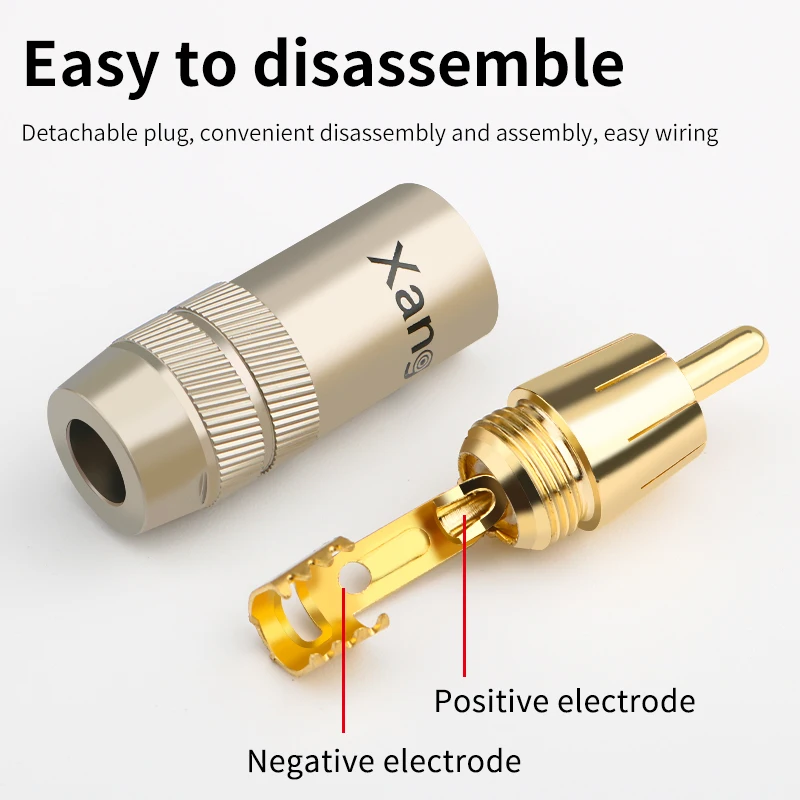Фото 4 шт., штекеры rca из чистой меди, с золотым покрытием №4