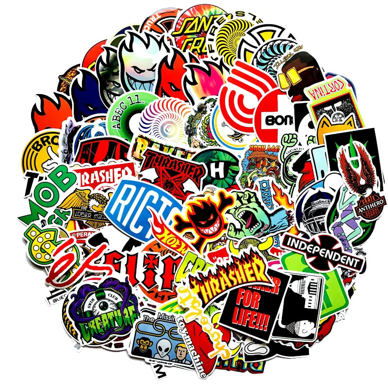 100 шт. водонепроницаемые наклейки для багажа скейтборда телефона