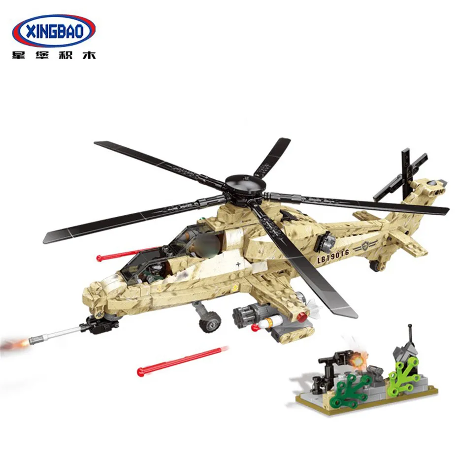 

XINGBAO 06025 Military Army Series World War 2 The WZ10 Helicopter Set Building Blocks Bricks Christmas Gifts Juguete Boy Gifts