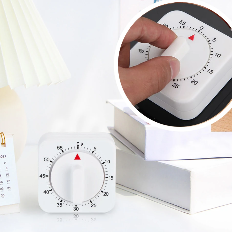 

Кухонный таймер на 60 минут, цифровой таймер с обратным отсчетом, напоминание, инструмент белый квадратной формы, механический таймер для пр...