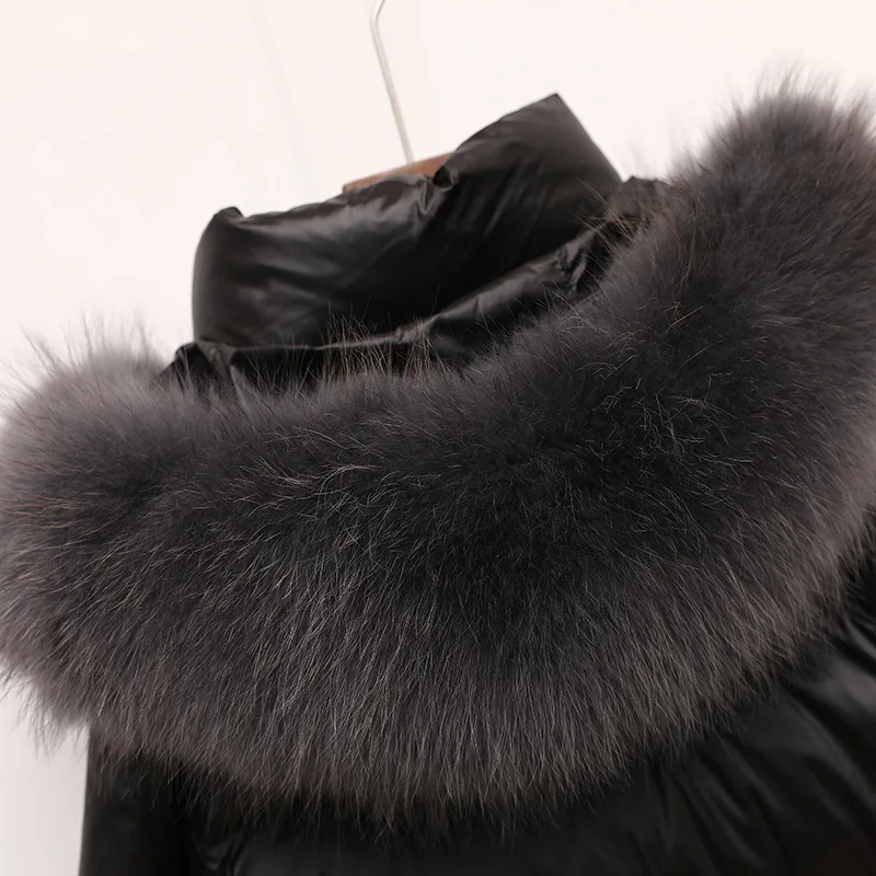 Белые пуховики на утином пуху спине зимняя куртка для девочек 2019 плотное длинное