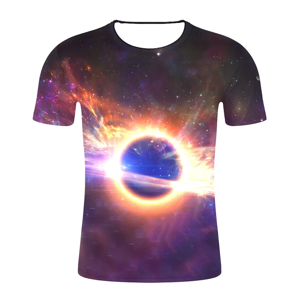 2019 Летняя мужская космическая Галактика 3D футболка черная дыра рисунок футболки