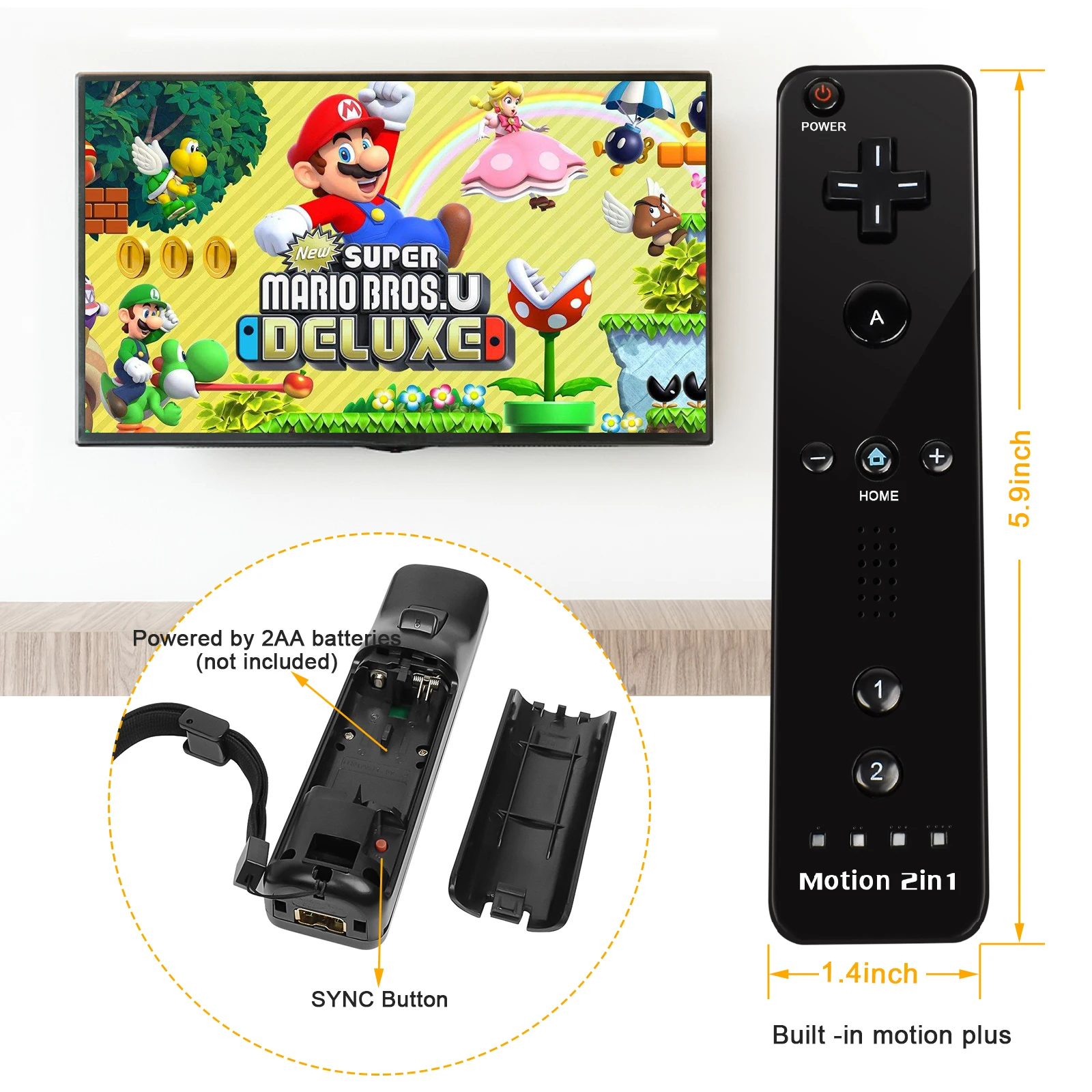Беспроводной удаленный геймпад Powtree Motion Plus контроллер для Nintendo Wii Nunchuck пульт