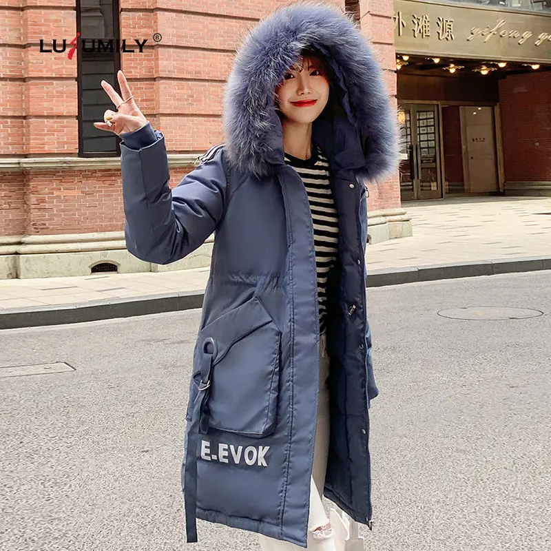 Lusumily/Новинка Зимнее хлопковое пальто для женщин Плотный тонкий длинный пуховик