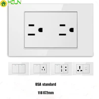 mexico au american brazil thailand italy standard usb white tempered glass switch socket 118 wall socket panel