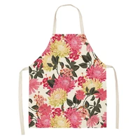 colorful floral cotton linen aprons women men kitchen flower apron home cooking baking cleaning accessories 66x47cm 47x38cm