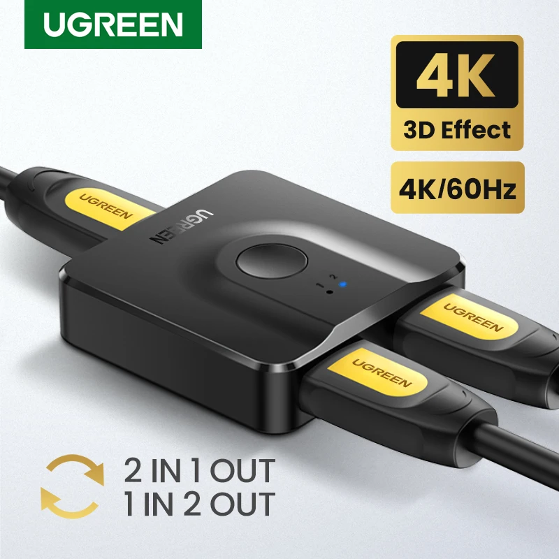 

UGREEN HDMI Splitter 4K HDMI Switch for Xiaomi Mi Box Bi-Direction 1x2/2x1 Adapter HDMI Switcher 2 In 1 Out for PS4 HDMI Switch