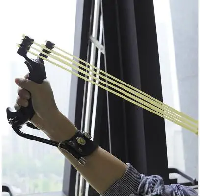 

Powerful Slingshot With Rubber Bands Folding Wrist Slingshot Outdoor Black Gold Hunting Slingshot Shooting Steel Balls Tools
