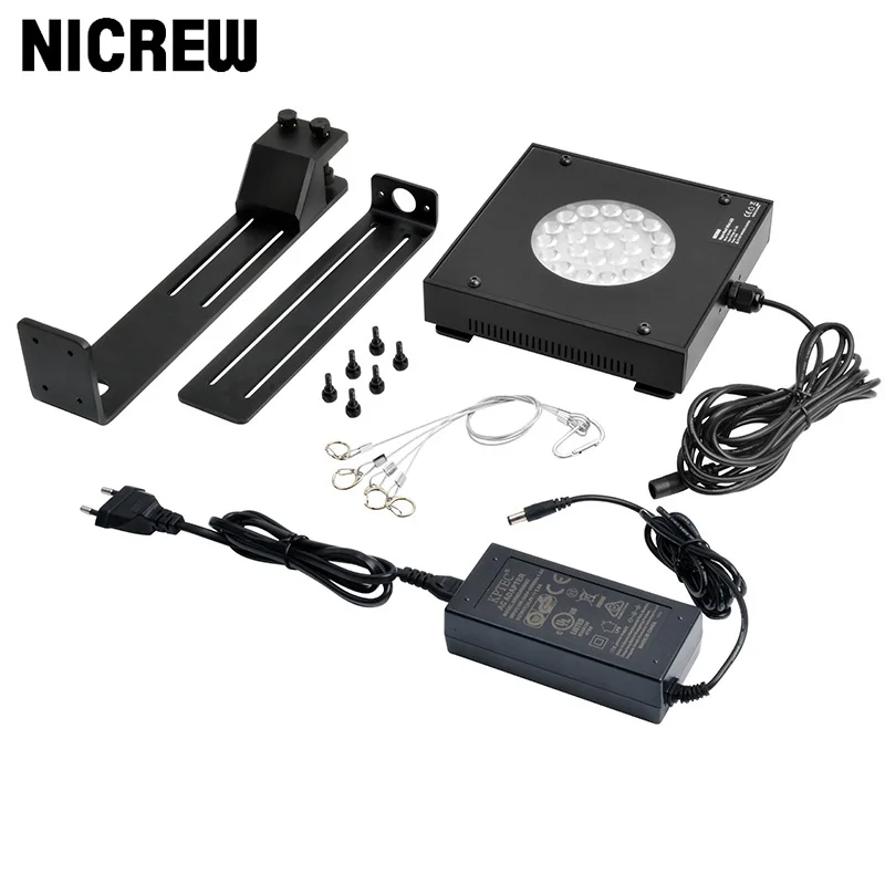 Nicrew-Luz LED de Acuario, luz de arrecife de 50W, LED marino de espectro completo regulable para tanques de peces de Coral de agua salada, montaje de tanque incluido-0