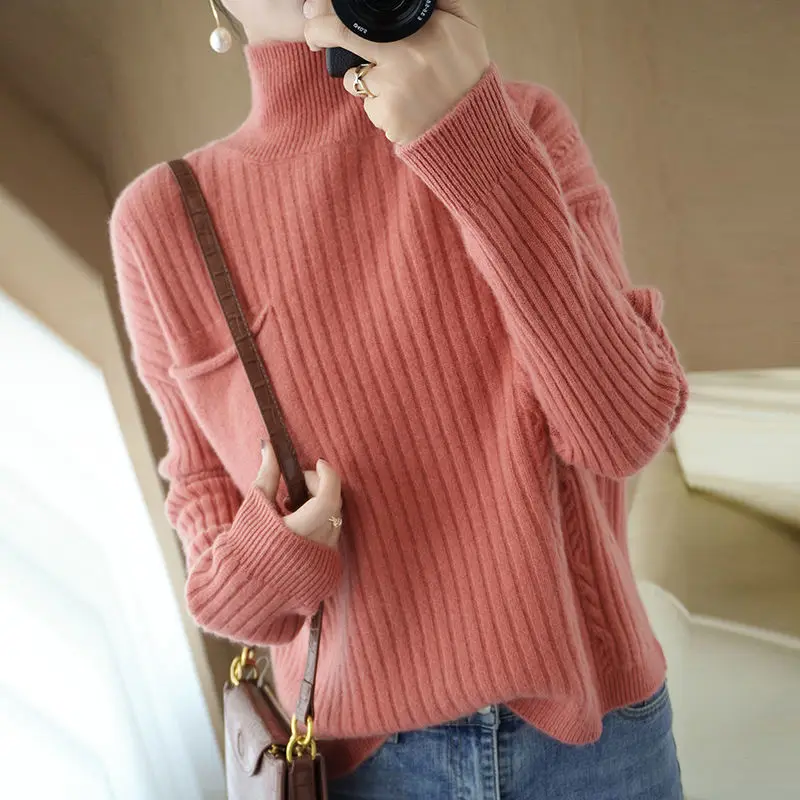 

Women 2021 Autumn Winter Turtleneck Sweater Female Warm Soft Knitted Pullover Ladies Jumper Long Sleeve Casual Sweaters S864