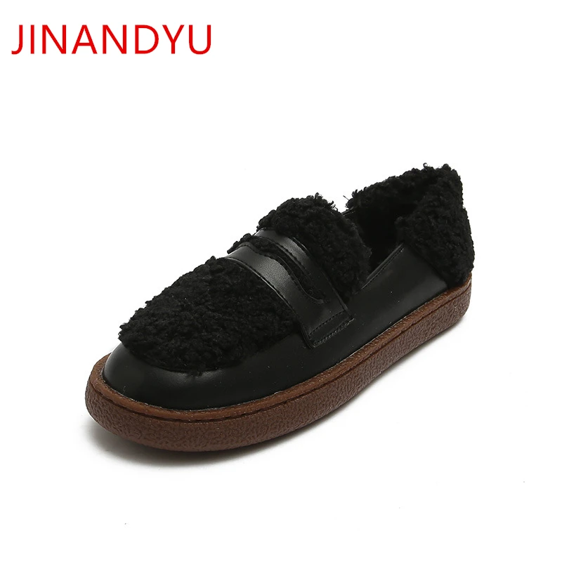 Boots Female Women Shoes Big Size 43 Winter Loafers with Fur Woman Flats Ladies Slip on Warm Comfy Sport Shoes Womens Fur Shoes
