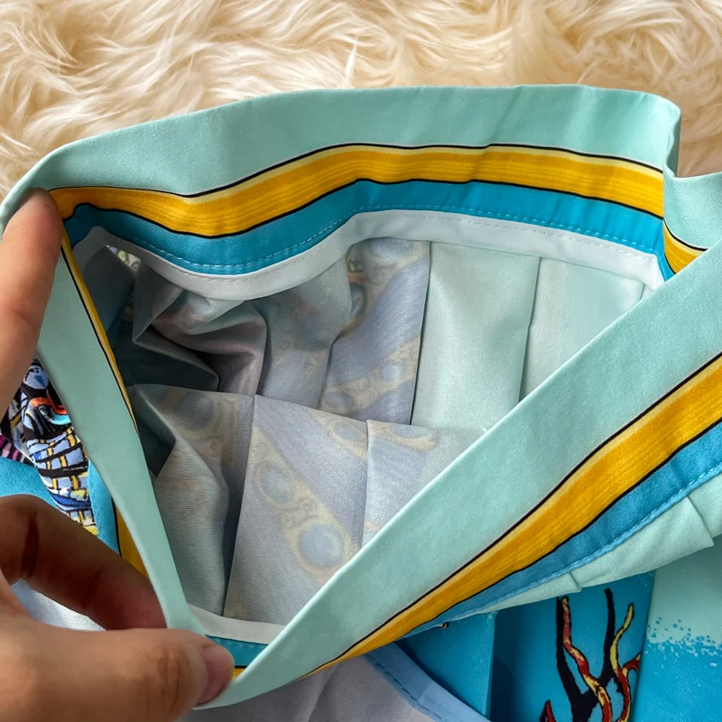 

Banulin Spring Autumn Women Long Sleeve Luxury Print Shirt Top + Pleated Mini Skirt 2 Piece Sets Womens Outfits Skirt N61785