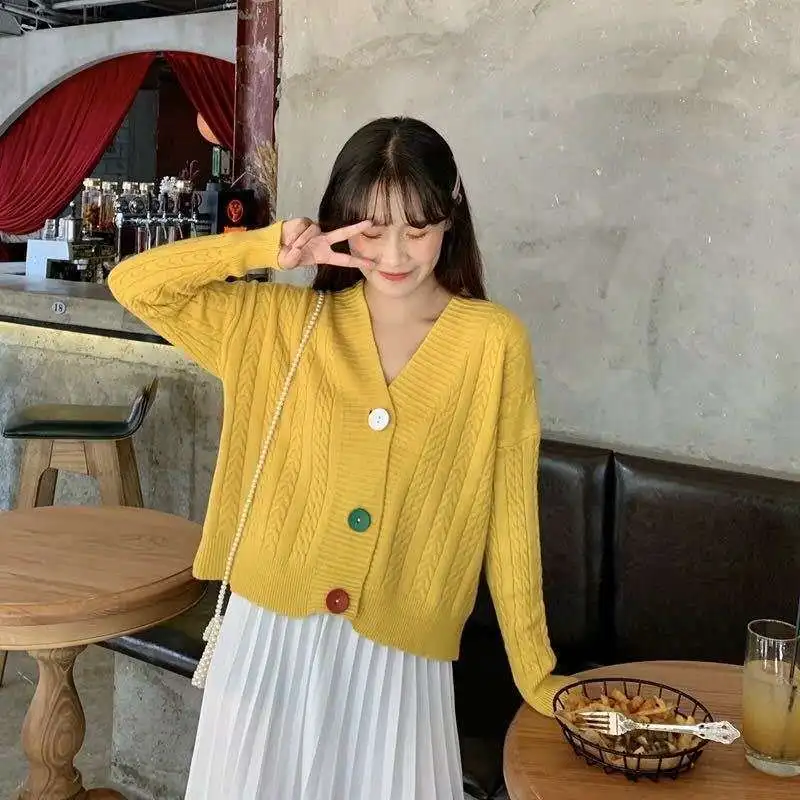 Осень-зима свободный утепленный вязаный кардиган в Корейском стиле женский