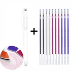 10 шт. заправки для маркера из исчезающей ткани при высокой температуре + 1 шт. ручка для термической стирания для одежды, ткани, инструменты для шитья своими руками