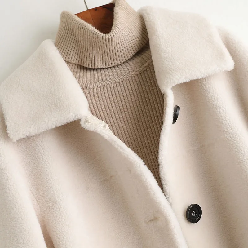 Зимняя женская меховая куртка из смесовой шерсти теплая верхняя одежда пальто