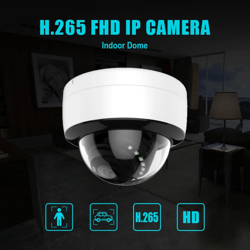 POE 2MP IP камера купольная поддерживает крытую ночную версию 1080P 960P 720P 25fps H.265 Сетевая