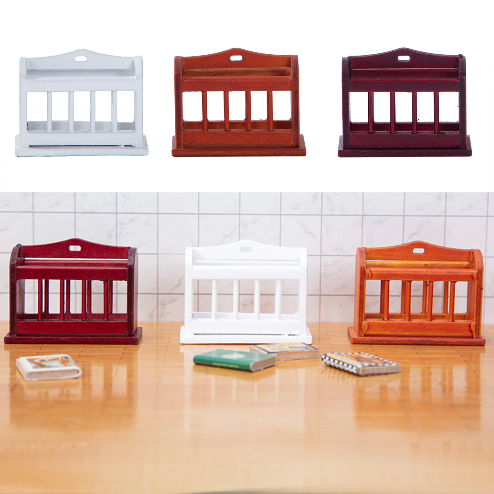 

1:12 Dollhouse Bookshelf Decorative Miniature Newspaper Stand Display Toy