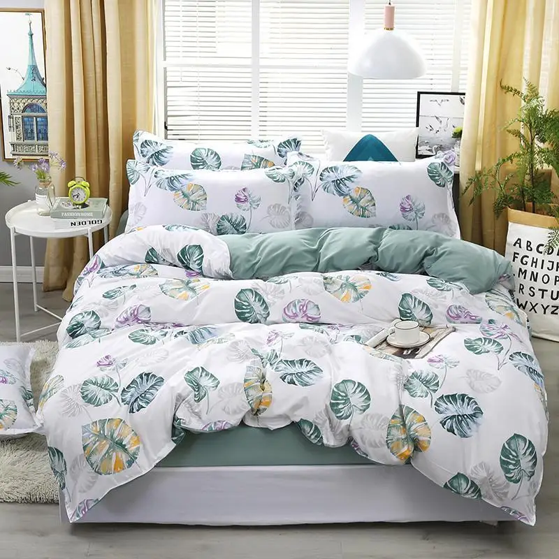 

J Green leaves duvet cover Pillowcase 3pcs 220x240 /200x200 /175x220,single double queen king size, quilt covers ,bedding set