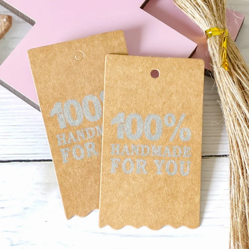 

50pcs Handmade Kraft Paper Tag Handmade Gift Packaging Tag Label DIY Baking Message Card Paper Card Supplies 4cm*7cm