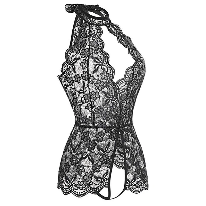 

Women Fashion Sleepwear Valentine's day gift Sexy Lace Lingerie Halter Babydoll Teddy