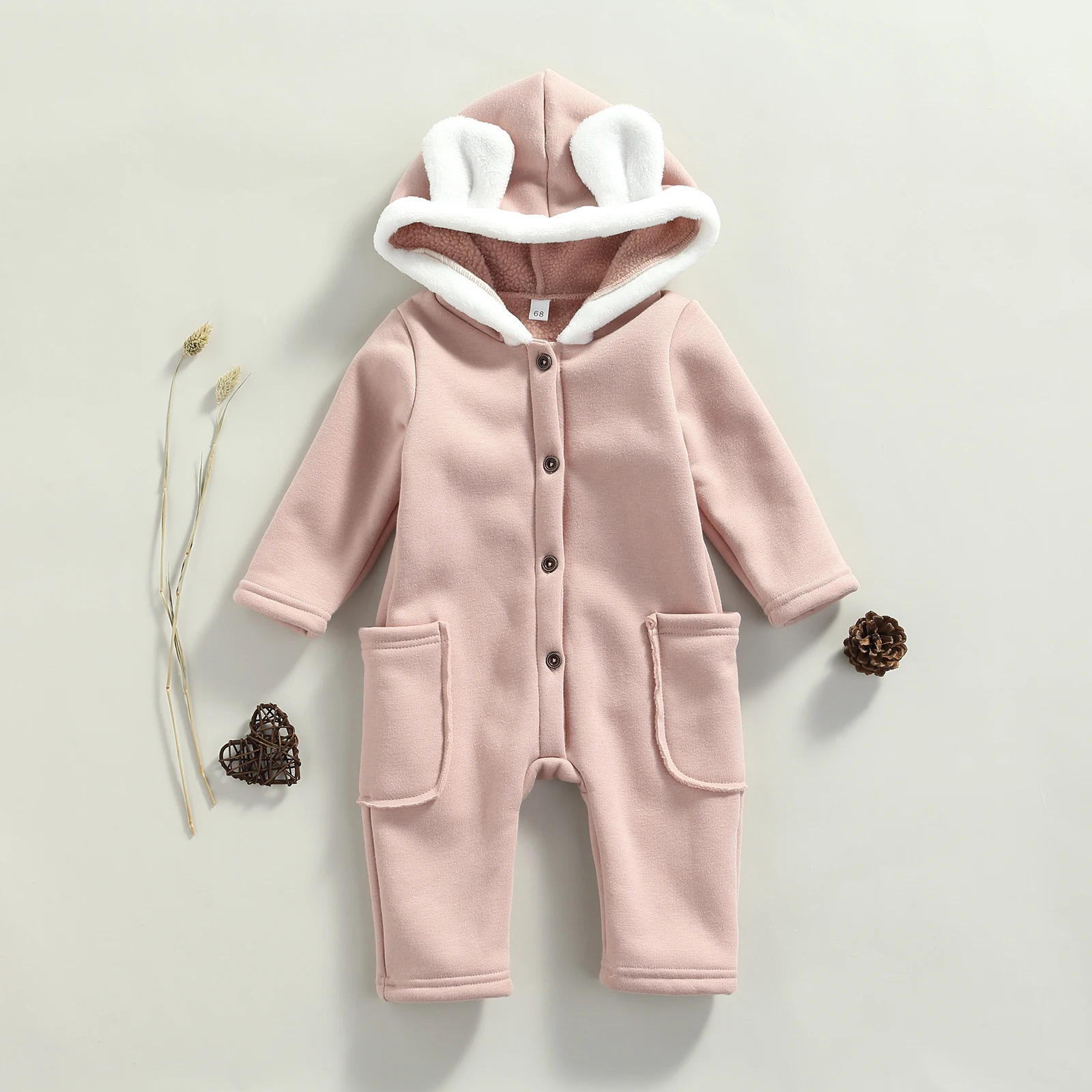 Детский комбинезон контрастных цветов с длинным рукавом и капюшоном |