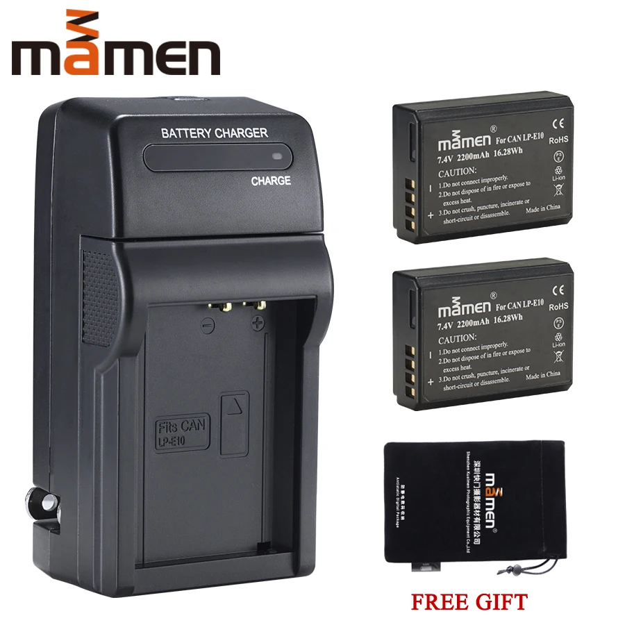Mamen 2200mAh LP E10 LPE10 цифровой батарейный блок + одиночное автомобильное зарядное