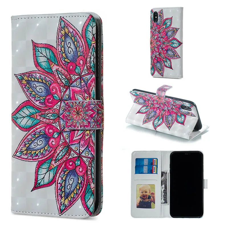 Half Flower Кожаный бумажник чехол для телефона для samsung Galaxy S6 S7 Edge S8 S9 Plus S9+ S8+ G9650 G9600 цветочный флип-чехол для iPhone 11 8 7 чехол s - Цвет: Half Flower