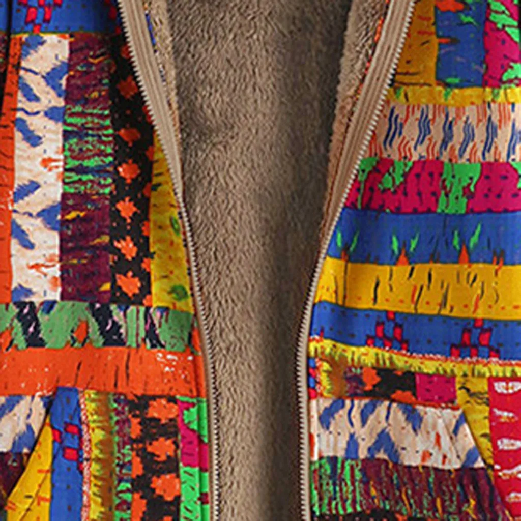 SAGACE Женское зимнее винтажное теплое флисовое пальто с капюшоном на молнии