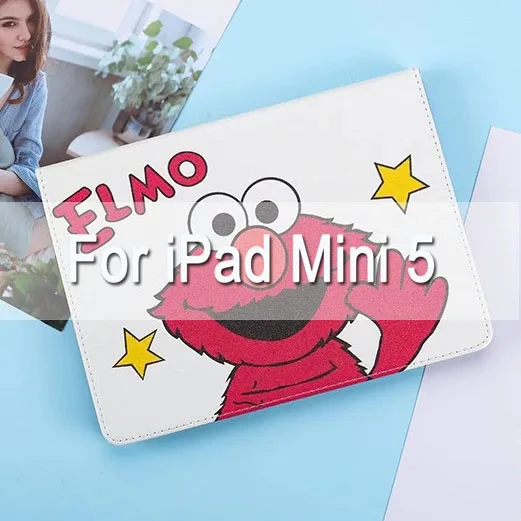 Умный чехол с мультипликационным принтом Элмо и куки для iPad Air 1/2, iPad, ультра тонкий чехол с подставкой для iPad 234, mini12345, Автоматическое включение/выключение - Цвет: Red For mini5