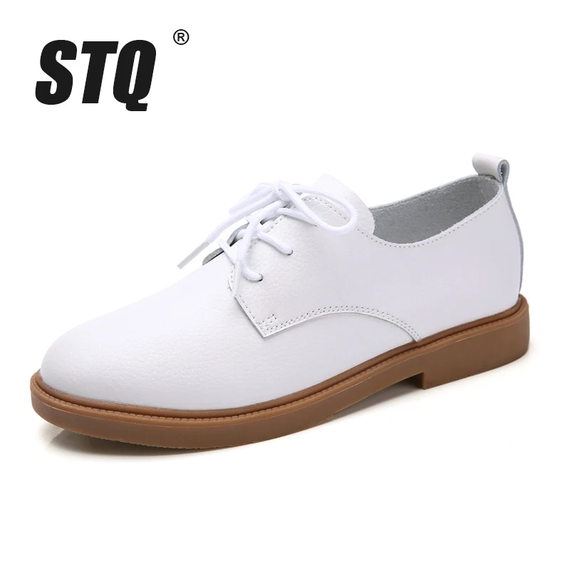 STQ 2020 осенние женские лоферы удобная обувь из натуральной кожи на плоской подошве