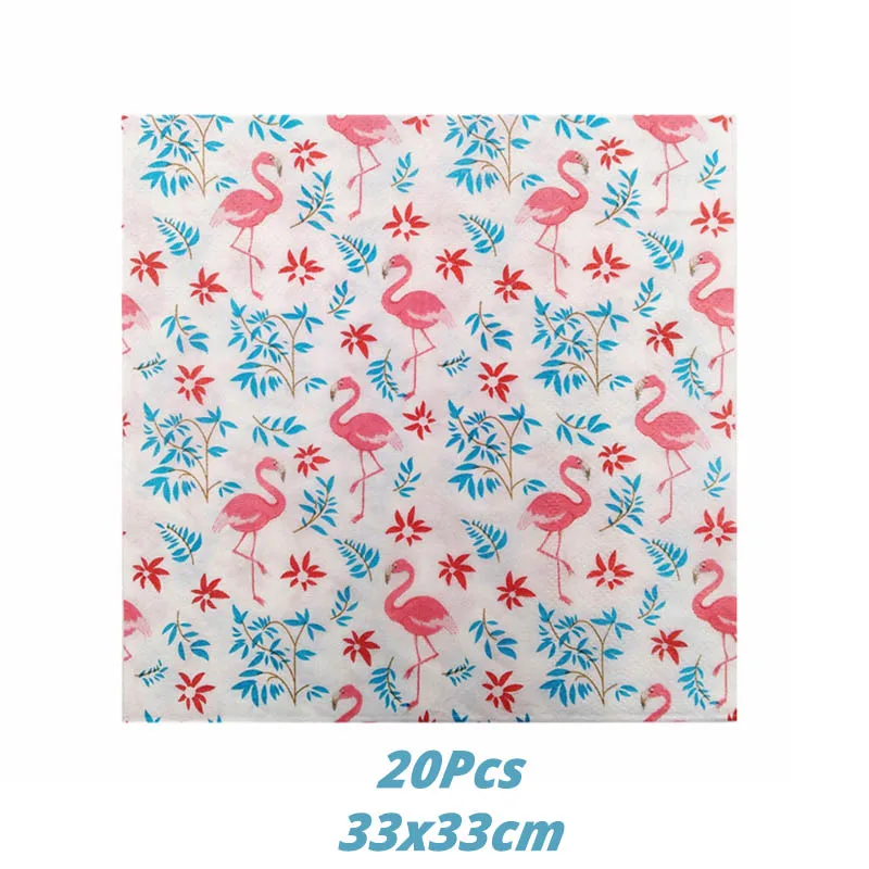 20pcs napkin 1 комплект светодиодный светильник «Фламинго», вечерние одноразовые столовые приборы «Фламинго», для дня рождения, свадьбы, украшения, Гавайские вечерние принадлежности - Цвет: 20pcs napkin