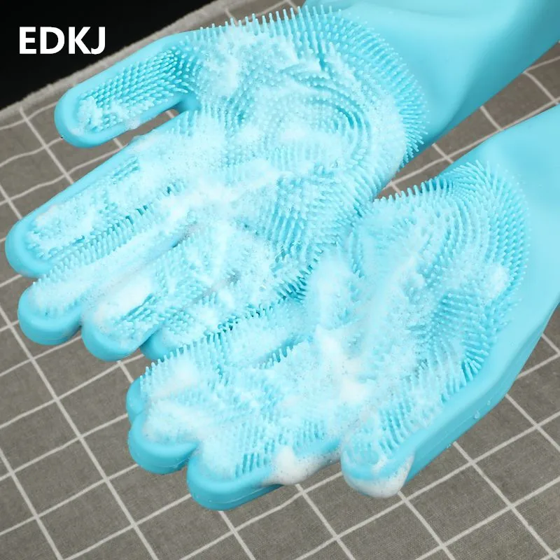 

2pcs Multifunction Silicone Cleaning Gloves Magic Silicone Dish Washing Gloves For Kitchen Household Silicone Dishwashing Gloves