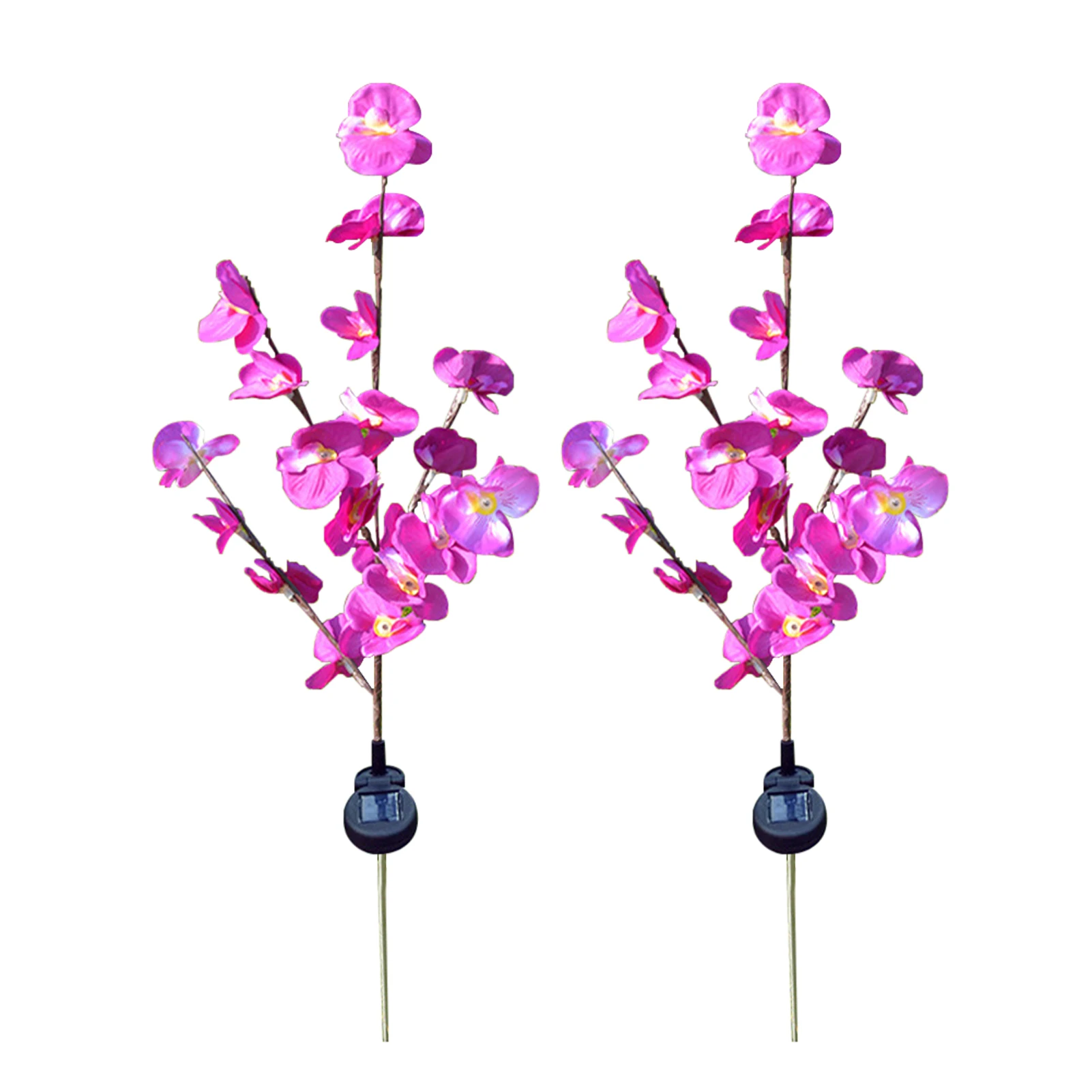 

2pcs Patio 20 Heads Decorative Ground Lawn Butterfly Orchid Landscape Solar Powered Backyard Pathway Led Garden Light Outdoor