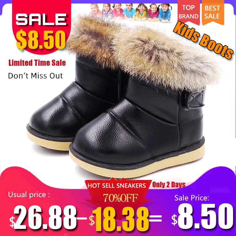 

KAMUCC Baby Kids Winter Boots Girls Boys Snow Boots Warm Plush Rabbit Fur Children Winter Boots for Baby Girls Baby Boys Shoes