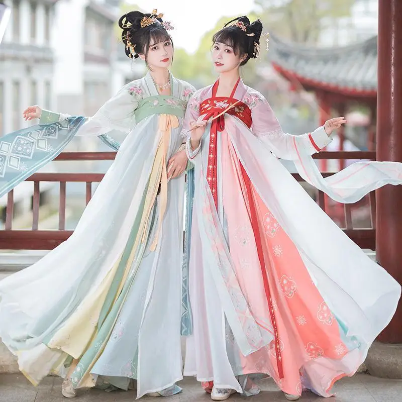 

Chinese Style Traditional Hanfu Women's Dresses Ancient Breast Length Ru Skirt Embroidered Four Piece Suit Cosplay