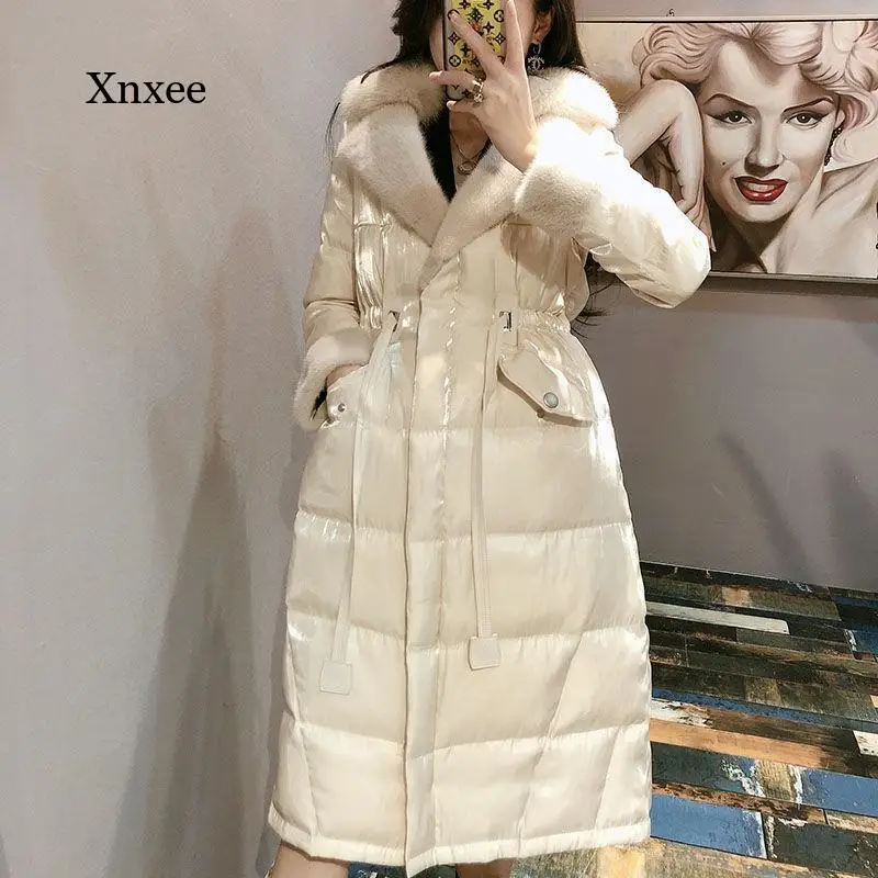 

Женская зимняя куртка с искусственным мехом, теплая куртка в стиле пэчворк, модная Повседневная Длинная парка, новинка 2021