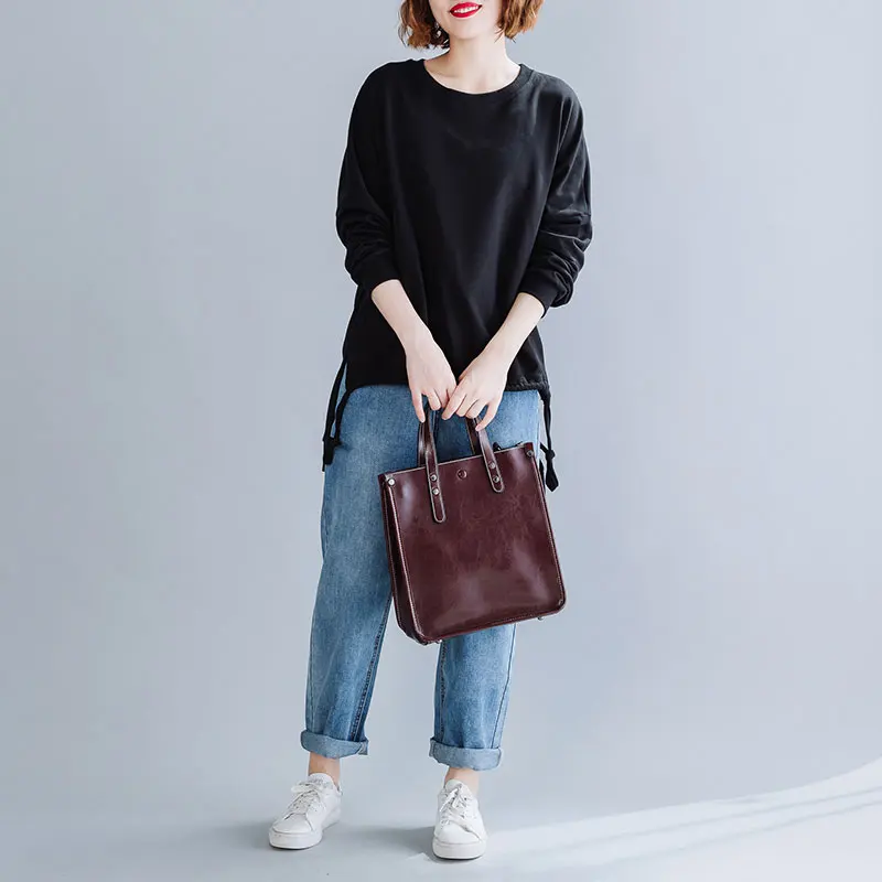 DIMANAF Autumn Winter Plus Size Women T-Shirt Basic Tunic Tops Shirts Cotton Long Sleeve Loose Casual Female Clothes Solid Black