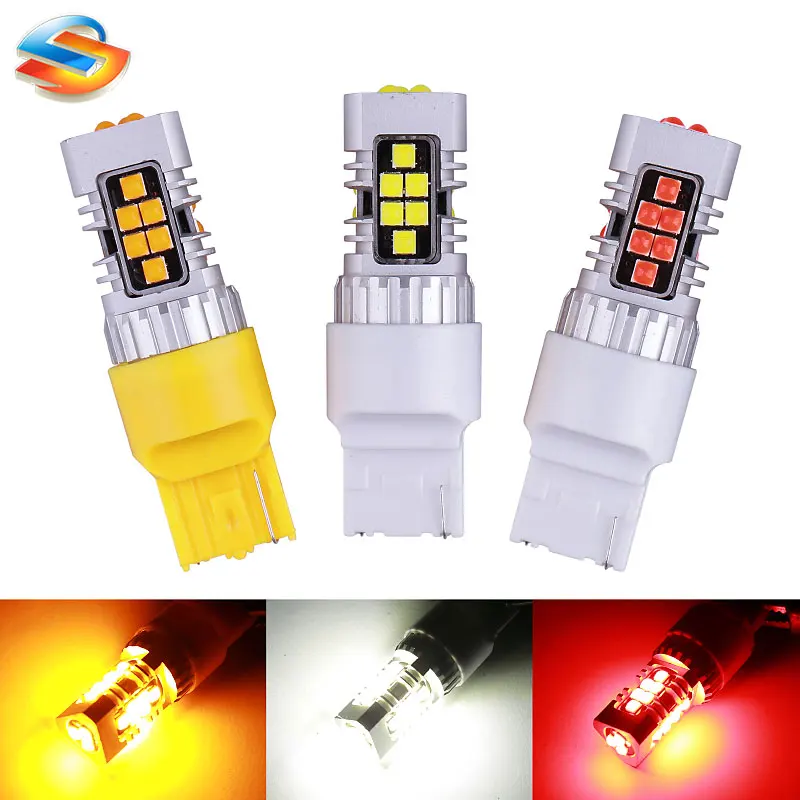 

2PCS 1156 BA15S PW21 1157 T20 7440 LED 21SMD Car Bulbs White Red Yellow Reverse Brake Lights Brightness Turning Signal Lamp