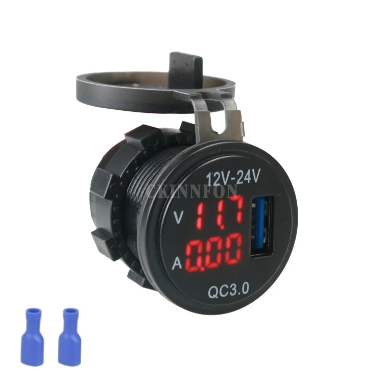 

100 шт./лот QC3.0 3-в-1 морской катер автомобиля быстрой зарядки цифровой светодиодный Вольтметр Амперметр Зарядное устройство