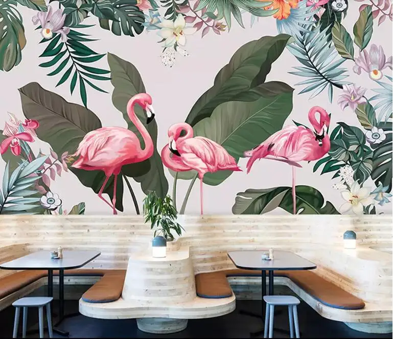 CJSIR ручная роспись тропический лес Фламинго лист Цветы фон настенные фрески