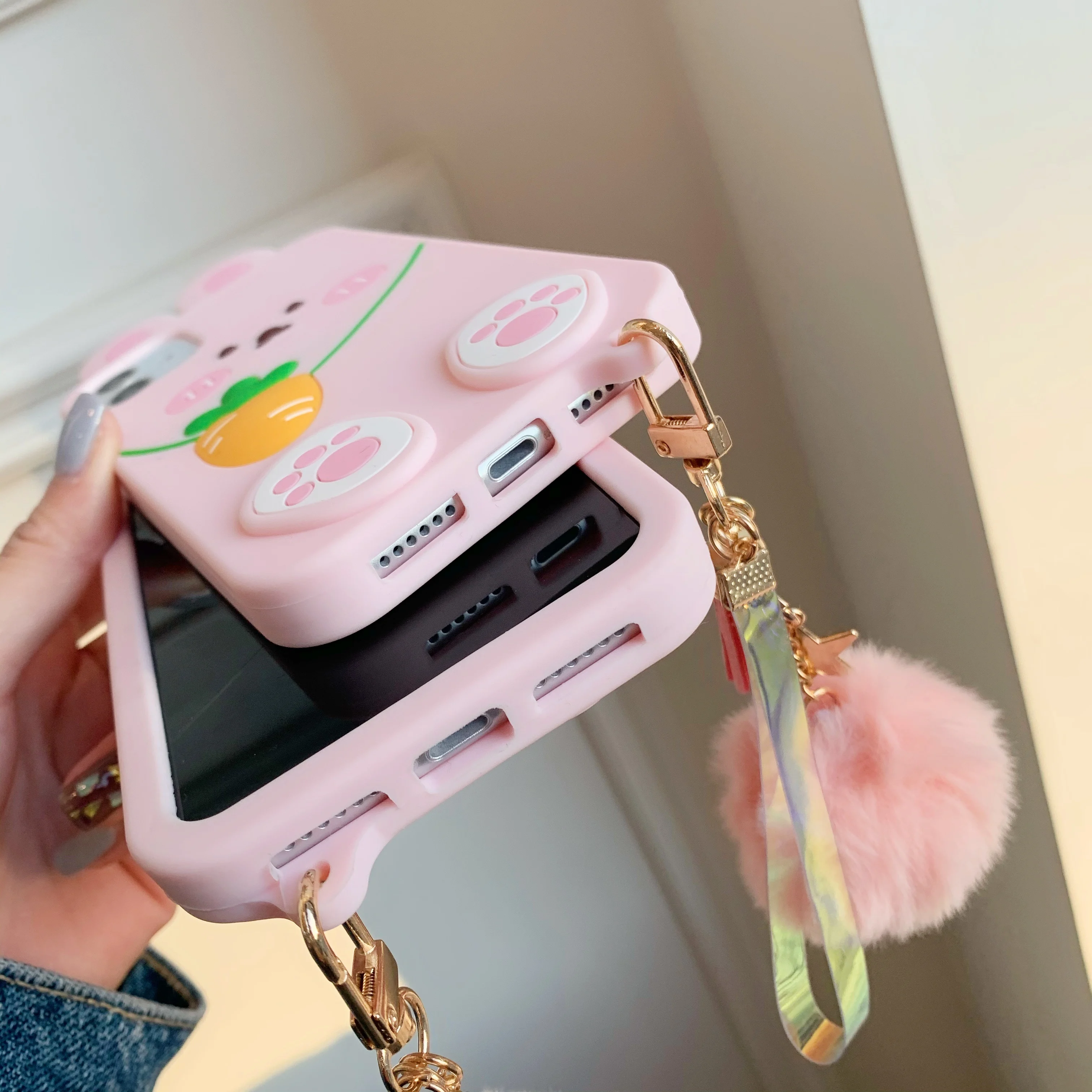 

2021 3D Cute Pink Rabbit Love Heart Phone Case For iPhone 12 Mini 11 Pro Max XR XS Max 7 8 Plus Soft Silicone Back Cover