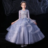 flower girl ball gown birthday party dress half sleeve tulle bridesmaid dresses kids wedding party dresses for little girl