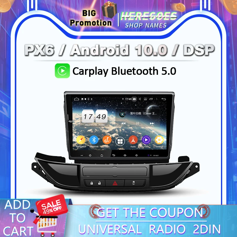 Автомобильный DVD-плеер Carplay PX6 DSP Android 11 0 GPS-навигатор радио с RDS Wi-Fi Bluetooth 5 для Opel Astra J