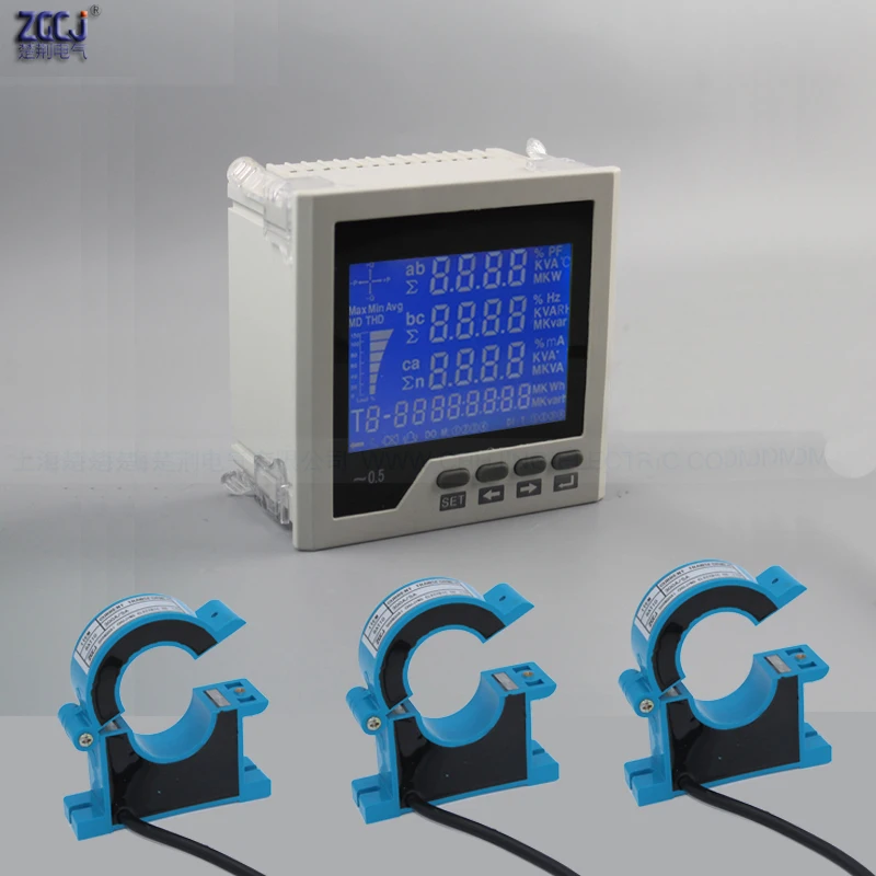 Трехфазный ЖК-Многофункциональный измеритель коэффициента мощности энергия