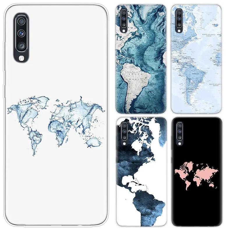 

World Map Travel Girl Case For Samsung Galaxy A52 A72 A32 A12 A22 A42 A70S A50S A30S A40S A21S A20S A10S Silicone Cover Coque