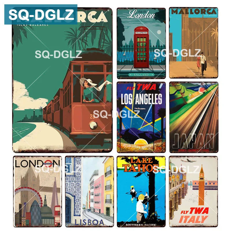 

[SQ-DGLZ] Europe City Metal Sign Tin Sign Vintage Decor Plaque Crafts Home Decor Painting Plaques Art Poster