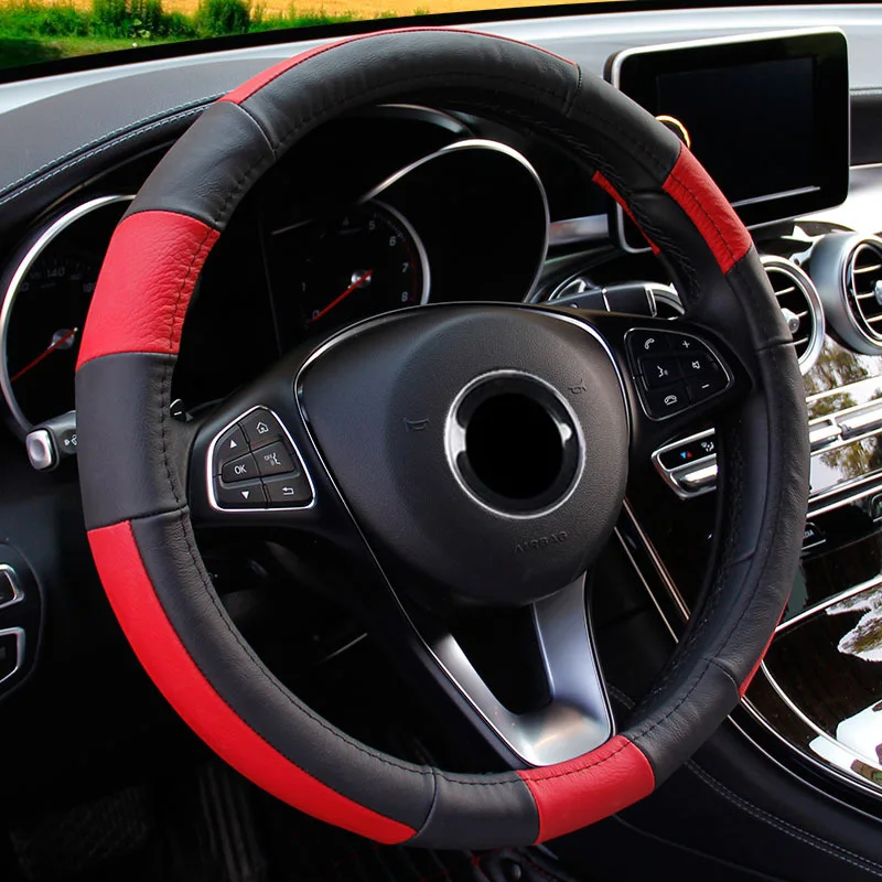 

Anti-Slip Cowhide Car Steering Wheel Cover Suitable For 37-38 CM 14.5''-15'' For Audi VW Opel Mercedes-Benz BMW Toyota Kia etc.