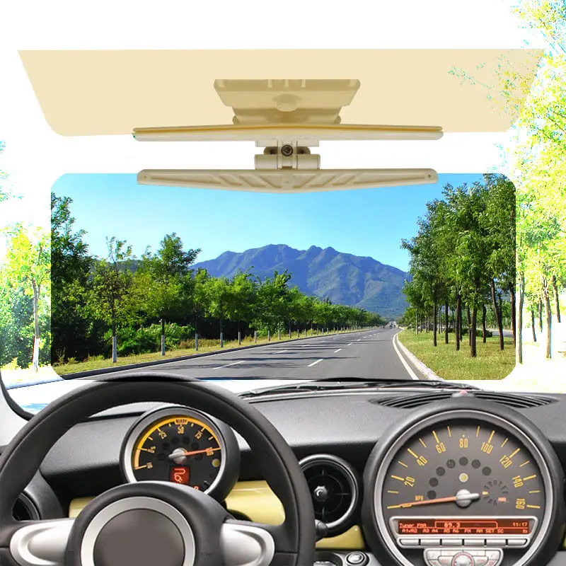 

Car Universal Sun Visor HD Anti Glare Dazzling Goggle UV Blocker Day Night Vision Clear View Driving Mirror New Yellow