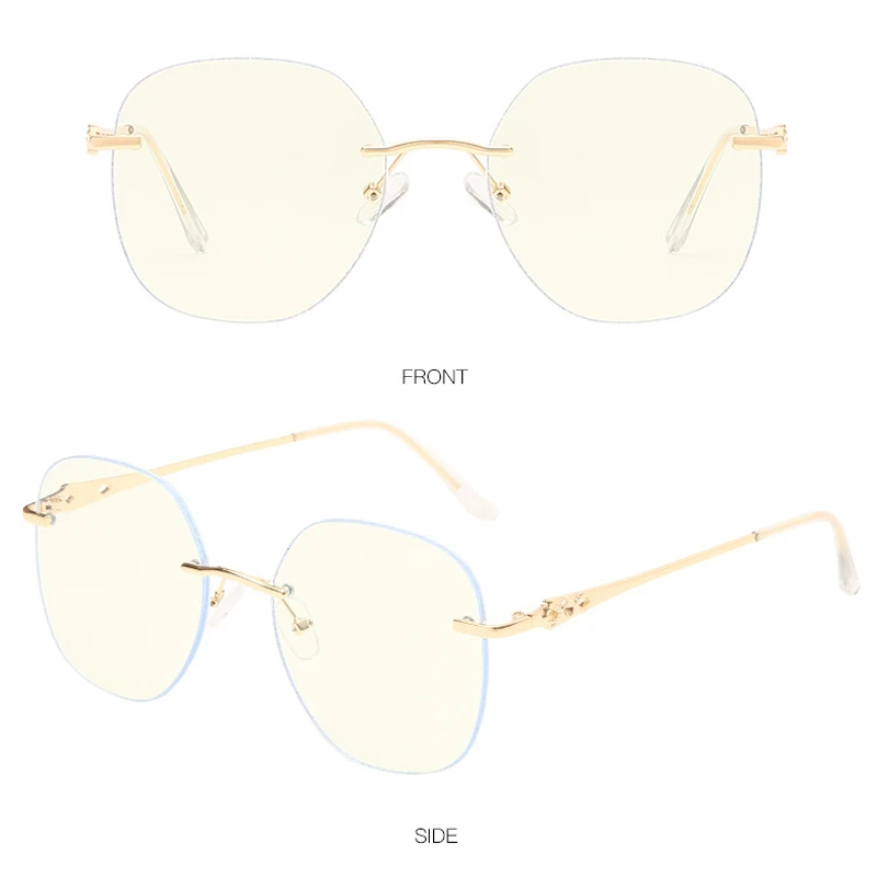 

Elbru Ultralight Rimless Glasses Frame Transparent Gold Frame Flat Lens Optical Glasses Anti-blue Light Computer Goggles Unisex